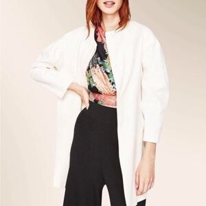 ZARA Cream New Round Neck Button Up Coat XS